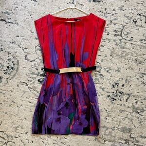 Akiko Vibrant Red and Purple Mini Dress